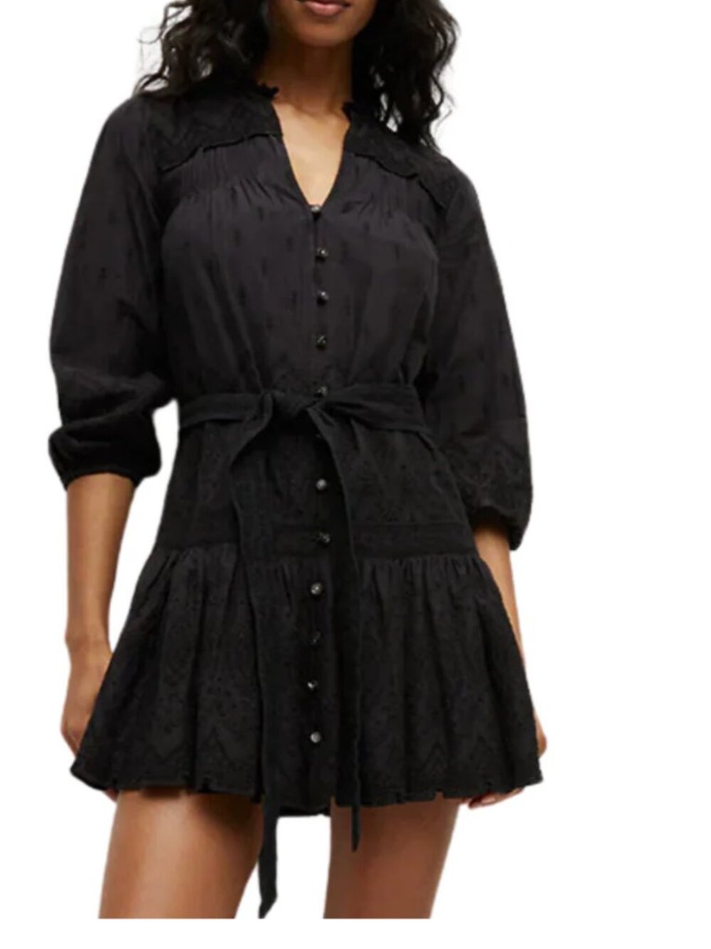 Veronica Beard Chrisjen Cotton Eyelet Dress in Black
